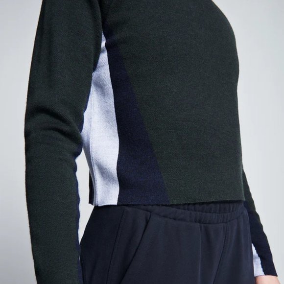 New LNDR Soft Vigilante 100% merino wool boxy cropped colorblock knit sweater - Picture 4 of 14